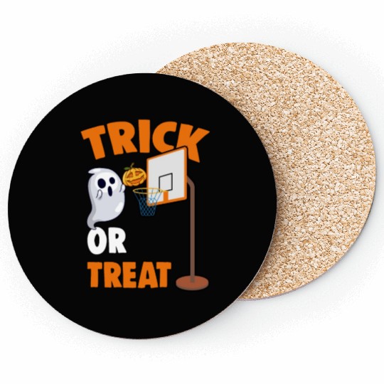 Creepy Basketball Pumpkin Ghost A Trick Or Treat Coasters