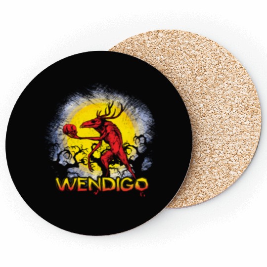 Folk Creature Wendigo Forest Halloween Cryptid Coasters