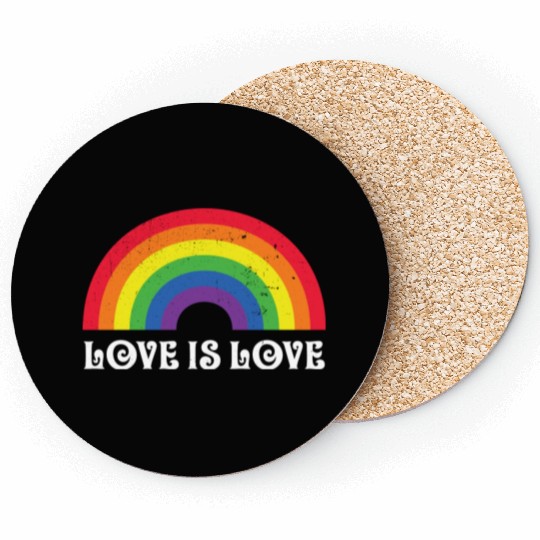 Love Is Love Rainbow Gay Pride Lgbtq Pride Flag Coasters