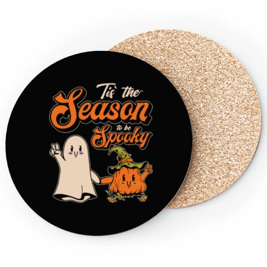 Cute Spooky Pumpkin Ghost Halloween Season Coasters