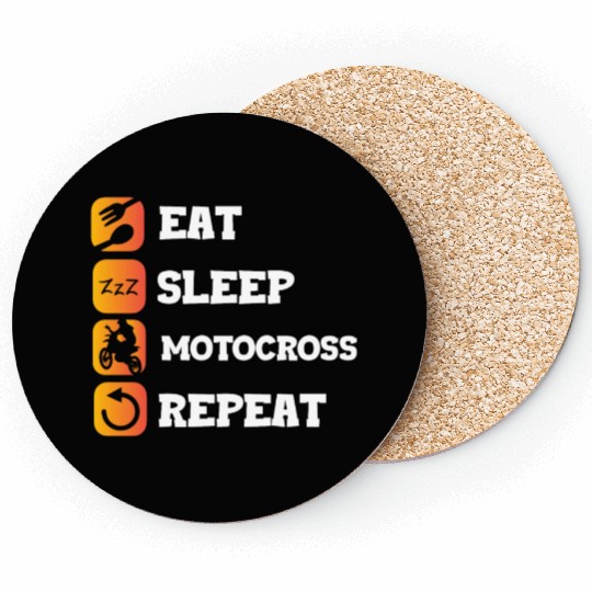 Eat Sleep Repeat Motocross Motorcycle Biker Helmet Coasters