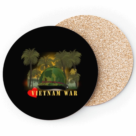 Vietnam Era Helmet Cover - MELOVEYOULONGTIME GI w Coasters
