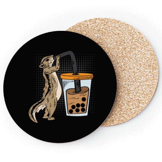 Squirrel Bubble Tea Drinker Gift Coasters