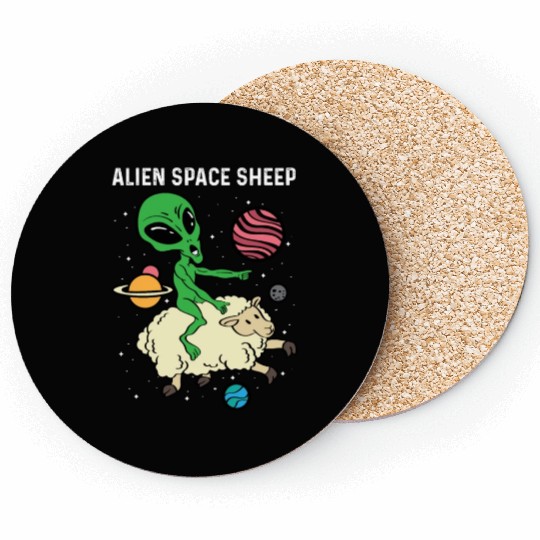 Alien Space Sheep Astronaut Or Space Pilot Gift Coasters