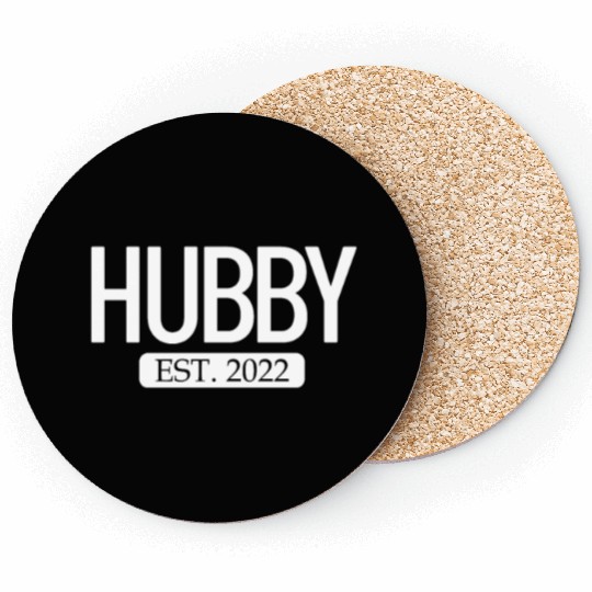 Hubby Est. 2022 Matching Couple Newlywed Marriedma Coasters