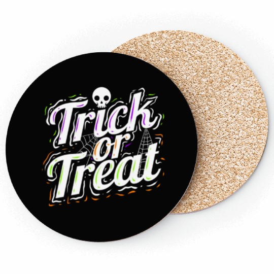 Trick Or Treat Spiderweb Halloween Coasters