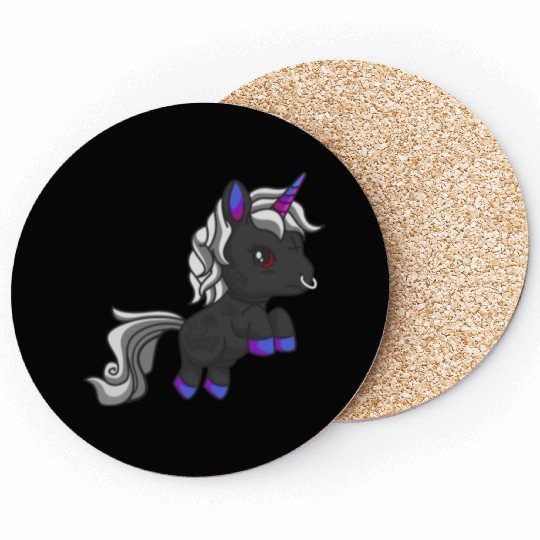Goth Unicorn Zombie Gothic Occult Halloween Coasters