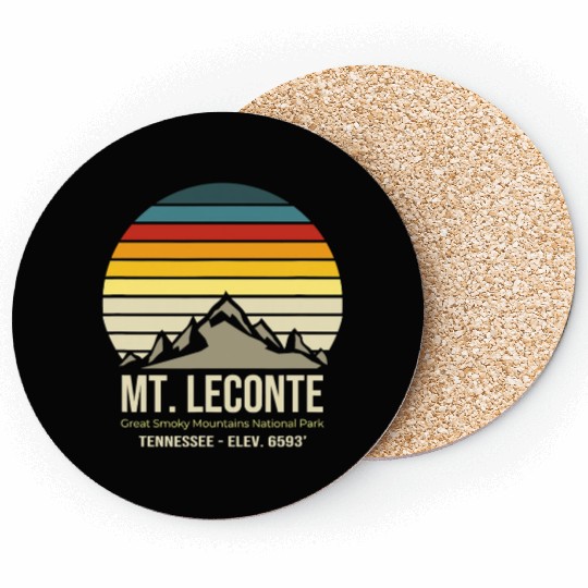 Mt LeConte Great Smoky Mountains Vintage Tennessee Coasters