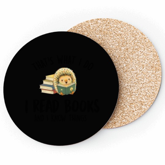 Hedgehog And Reading Lover Funny Birthday Coasters
