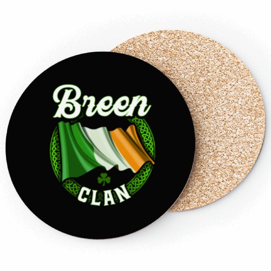Breen Surname Irish Last Name Ireland Flag Coasters