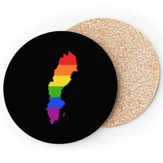 Sweden Rainbow Flag for proud LGTBQ Swedish Coasters