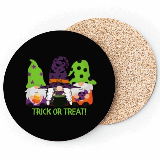Green Trick or Treat Gnomes Coasters