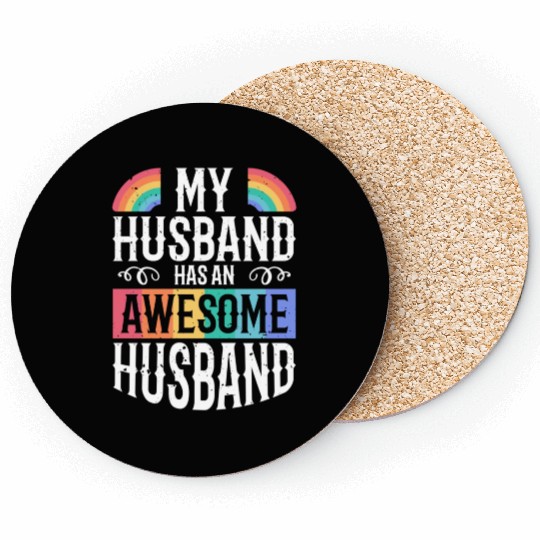My Husband Has An Awesome Husband LGBT Rainbow Coasters