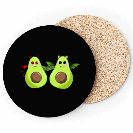 Devil and bat avocado friends Coasters