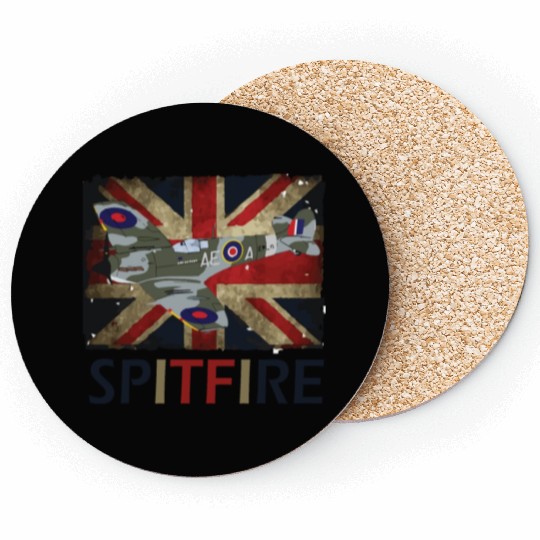 Spitfire WW2 Fighter Aircraft Airplane Union Jack Coasters