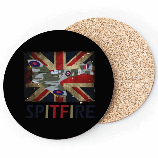 Spitfire WW2 Fighter Aircraft Airplane Union Jack Coasters