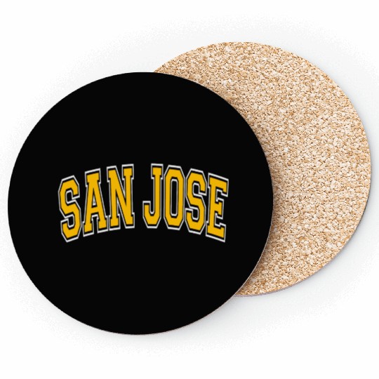 San Jose Varsity Style Amber Text Coasters