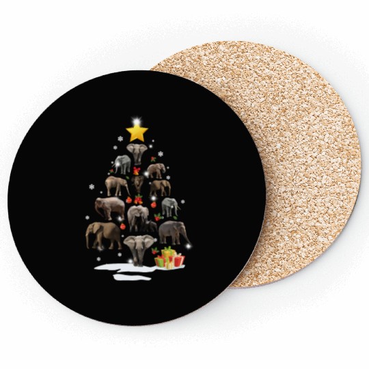 Elephant Christmas Tree Elephant Xmas Funny Gift Coasters