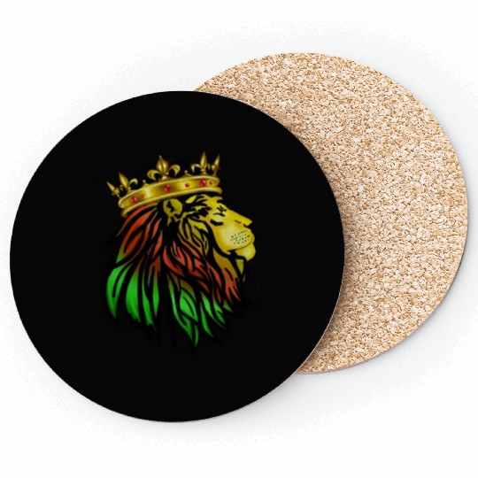 African Lion With Crown, African Colors Coasters