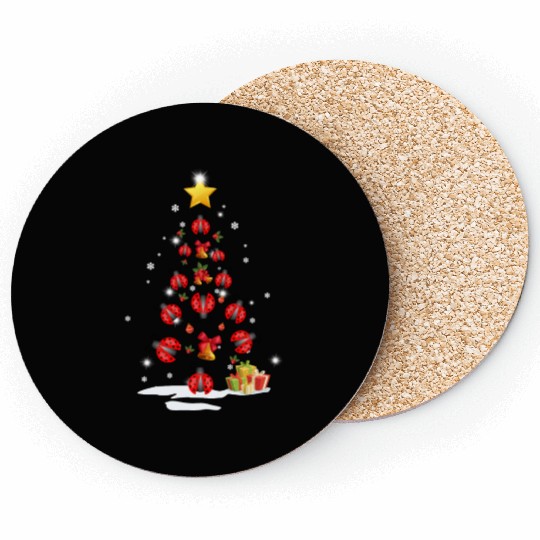 Lady Bug Christmas Tree Lady Bug Xmas Funny Gift Coasters
