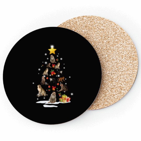 Monkey Christmas Tree Monkey Xmas Funny Gift Coasters