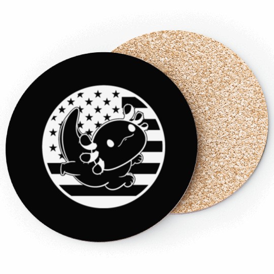 Axolotl American Flag Axolotl US Flag Axolotl Coasters