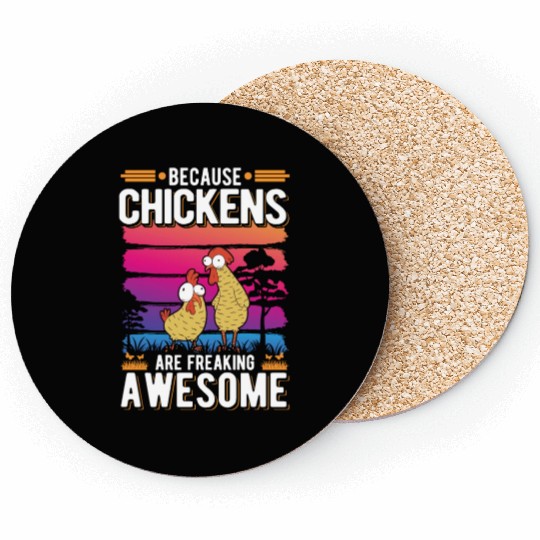 Chickens Farmer Chicken Coop Coasters