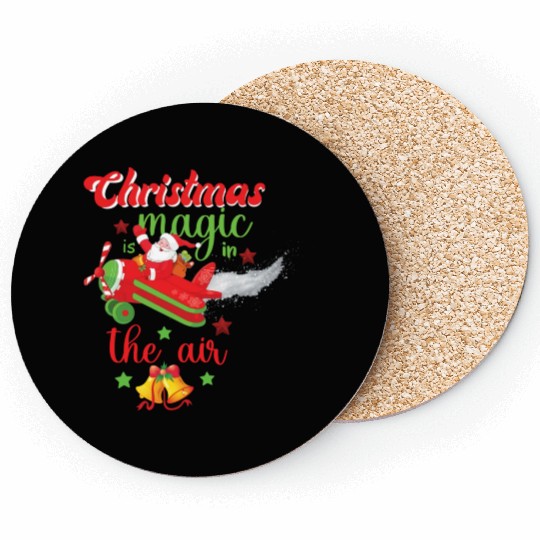 Christmas is Magic in the Air Santa Claus Coasters