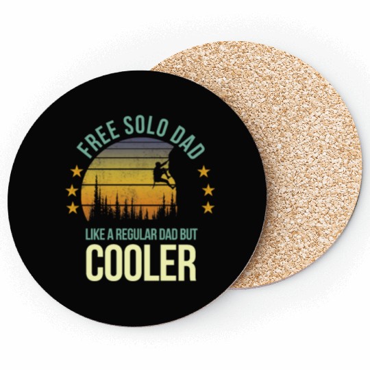 Funny Free Solo Dad Cool Rock Climbing Climber Coasters