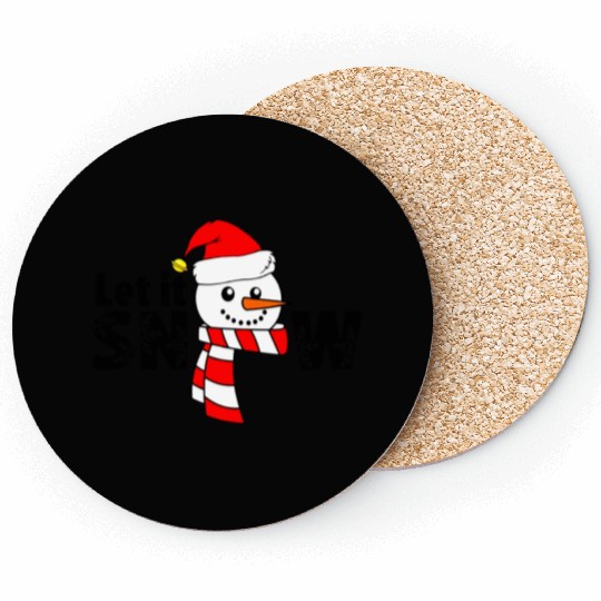 Let It Snow Snowman Snowflake Christmas Holiday Coasters