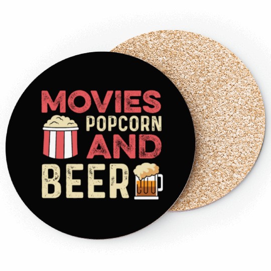 Movie Popcorn Beer Movie Critic Gift Coasters