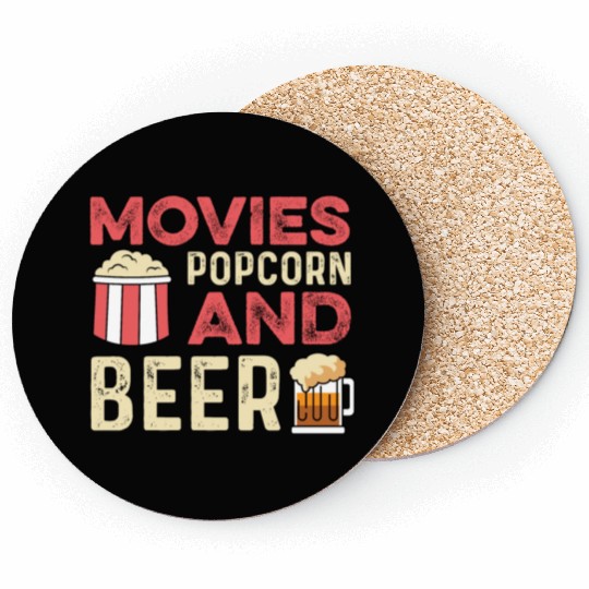 Movie Popcorn Beer Movie Critic Gift Coasters