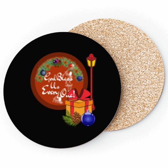 Cute A Christmas Carol God Bless Us Everyone Lamp Coasters