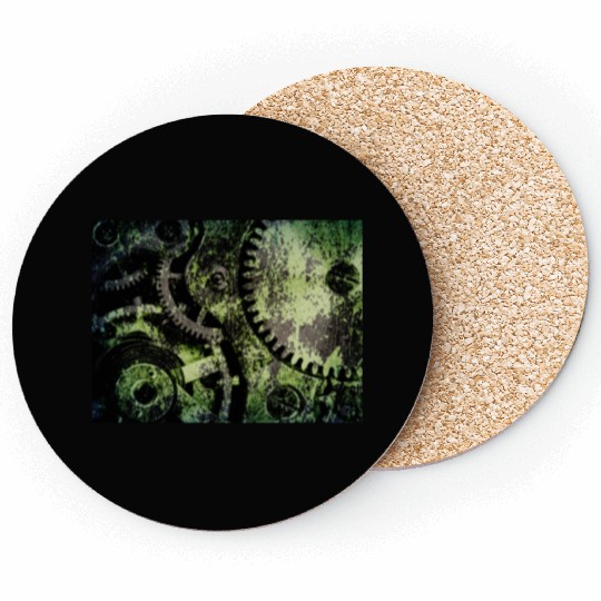 Clock Mechanism Copper Oxide Steampunk Abstract Coasters