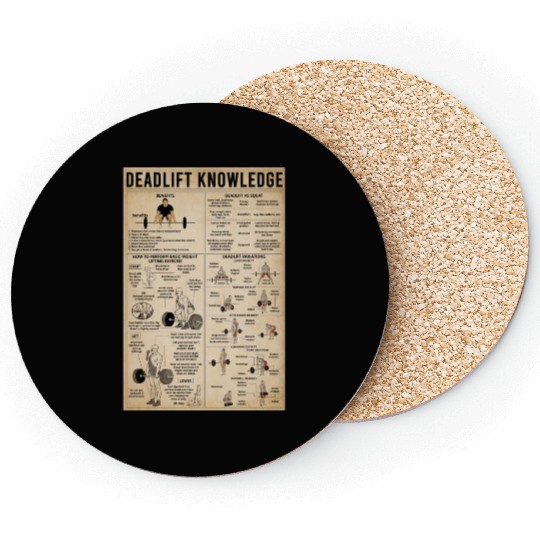 Deadlift Knowledge Poster, Deadlift Lover Gift Coasters