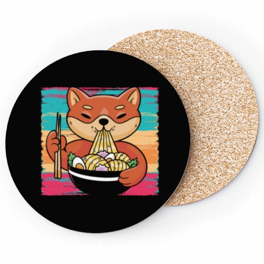 Shiba Inu Dog Lover Puppy Paw Love Ramen Noodles Coasters