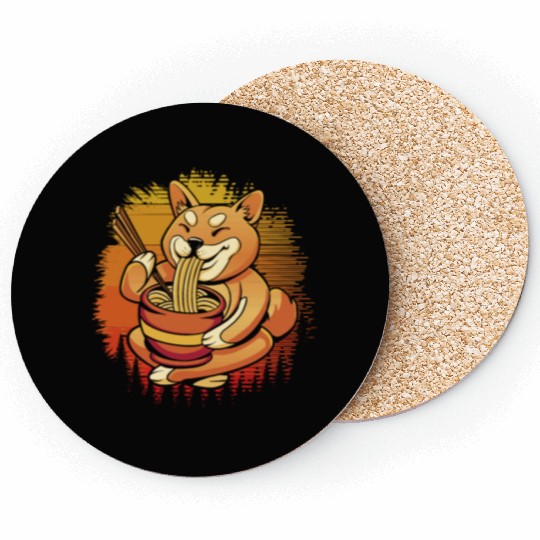 Shiba Inu Dog Lover Puppy Paw Love Ramen Noodles Coasters