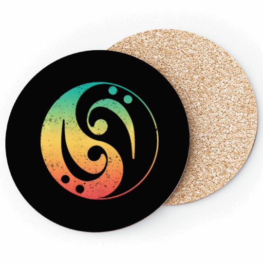 Ying Yang Bass Guitar Player Coasters