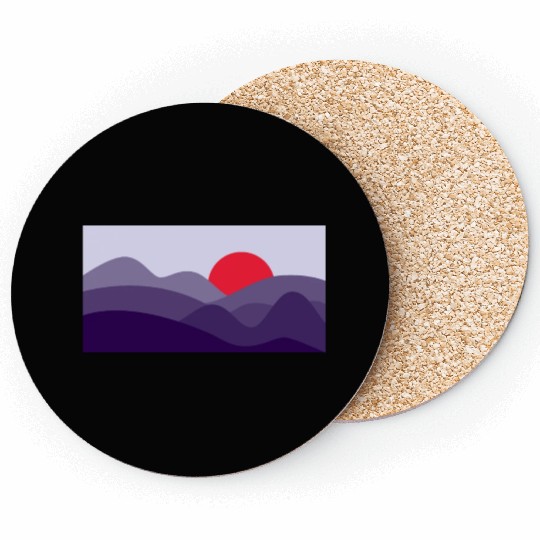 Minimalist Sun Cyber Grape Purple Coasters