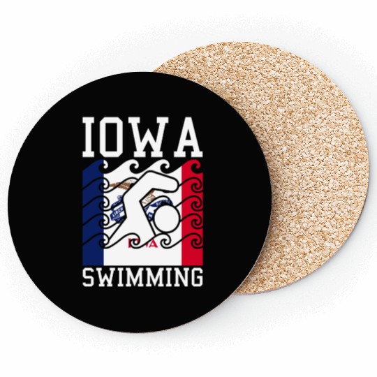 Iowa Flag Swimming Team Swim Swimmer US State Coasters