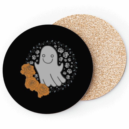 Halloween Theme Cute Ghost Floral Coffee Lover Coasters