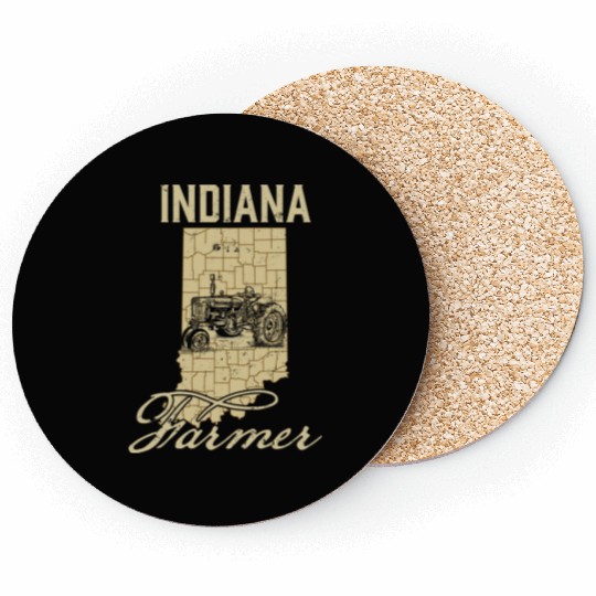 Indiana Farmer Tractor Lover State Map Farming Loc Coasters