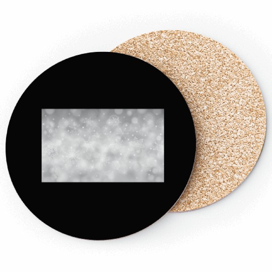 Grey Bokeh Christmas Snowflakes Coasters