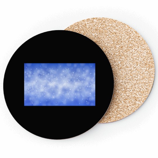Blue Christmas Snowflakes Bokeh Winter Coasters