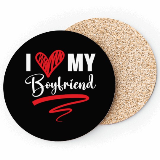 I Love My Boyfriend Valentines Day Cupid Love Coasters