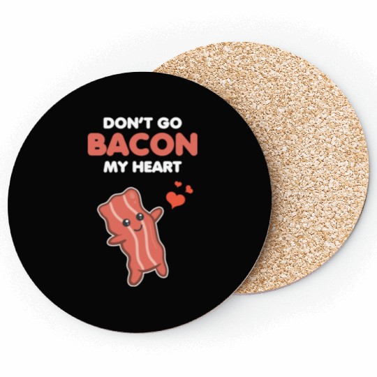 Matching Couple Funny Bacon My Heart Romantic Pun Coasters