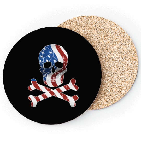 Amercan Flag Skull Usa 1776 Patroitic Coasters