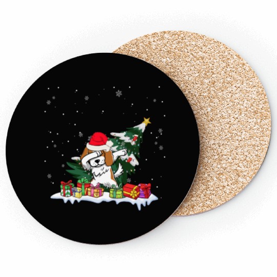 Saint Bernard Christmas Dabbing Santa Xmas Pajama Coasters