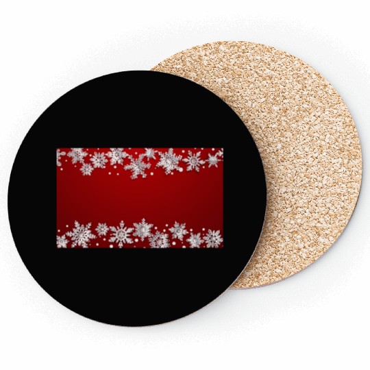 Elegant Winter Snowflakes Red Coasters