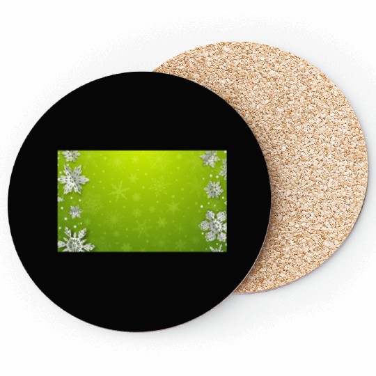Winter Snowflakes Green Pattern Coasters